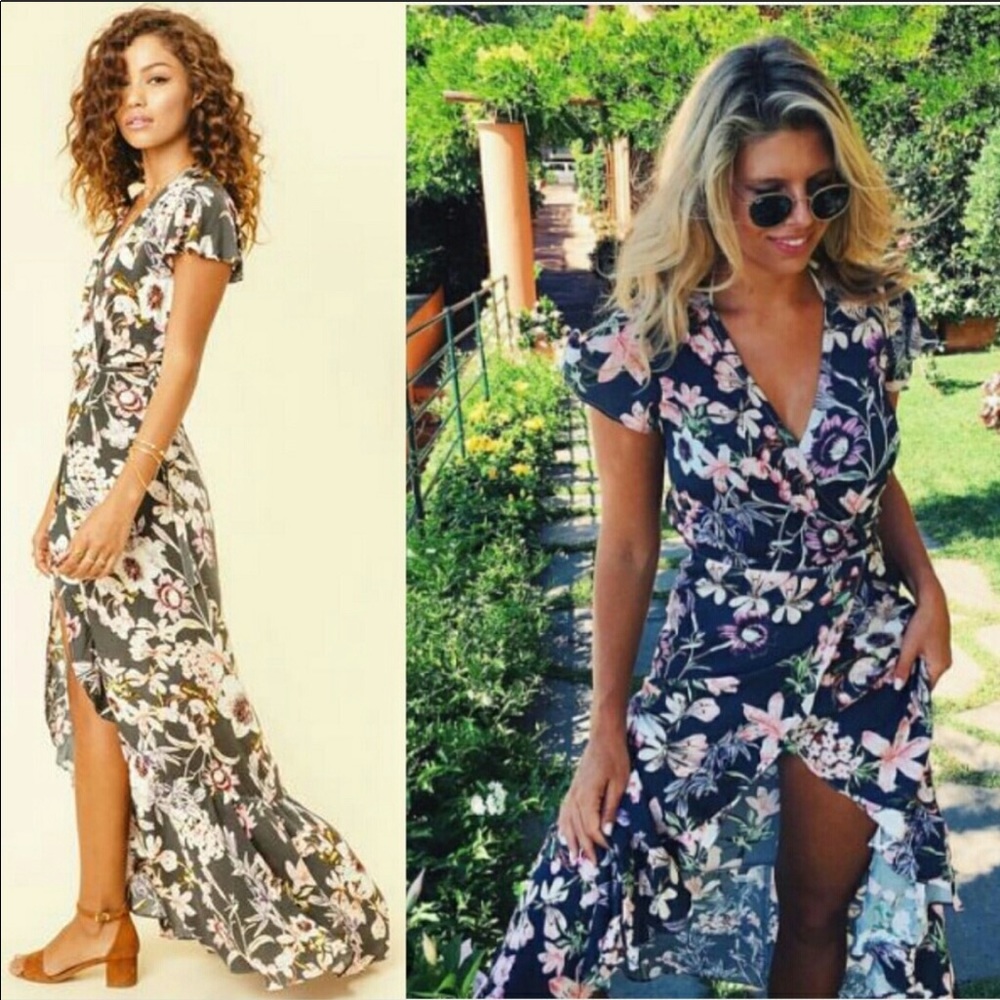 August’s The Label floral wrap dress